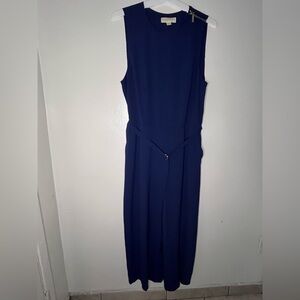 Michael Kors Sleeveless Belted Waist Navy Jumpsuit Womens 14